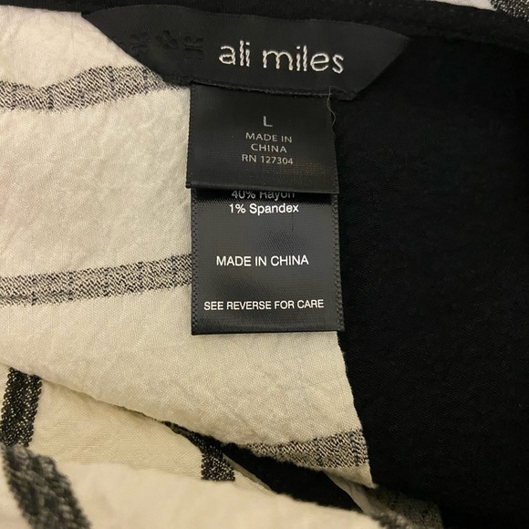 Ali Miles Tunic Top Crinkle Fabric Asymmetrical Hem Side Zip Pocket Large Artsy - Picture 3 of 13